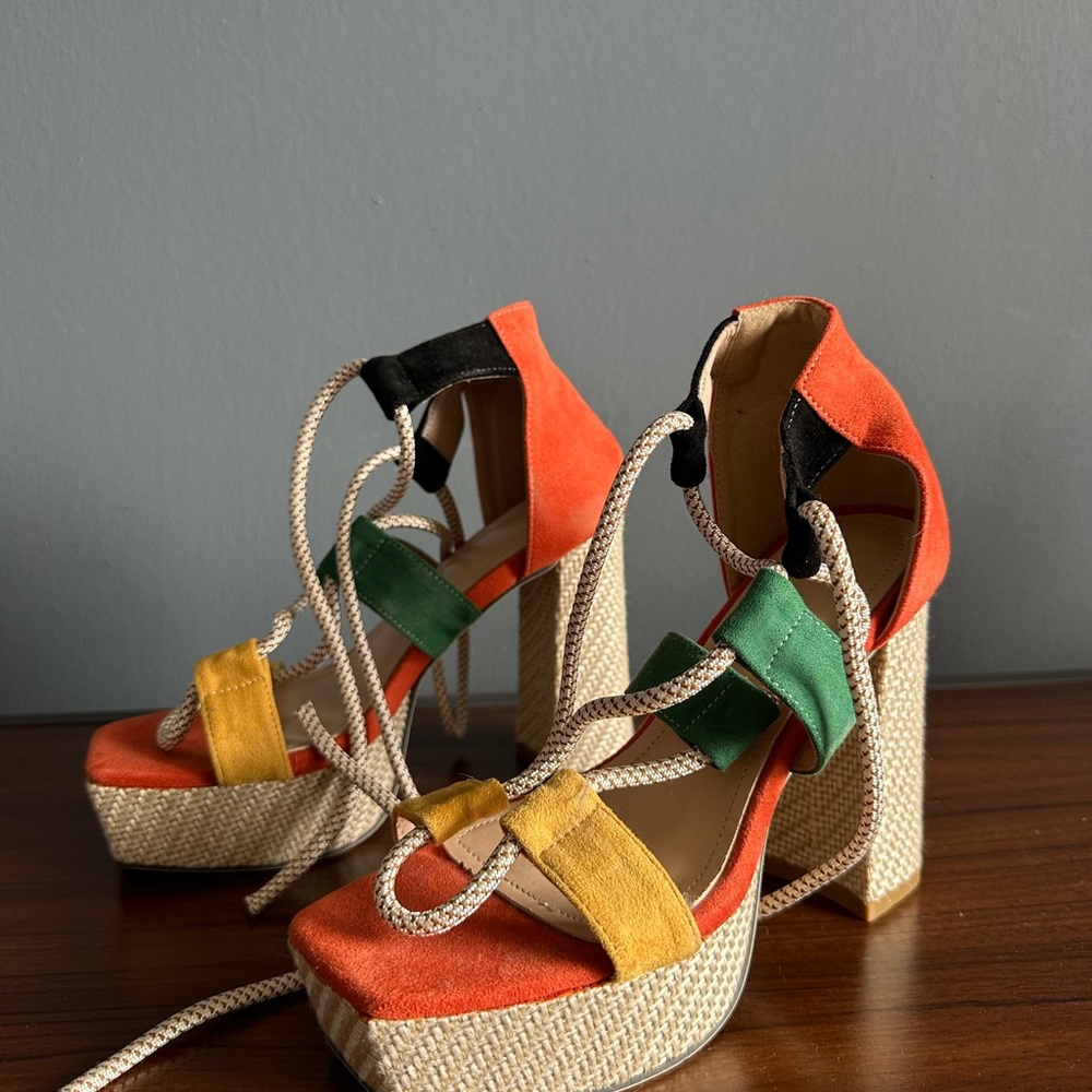 Colorful Platform Lace-Up Sandals